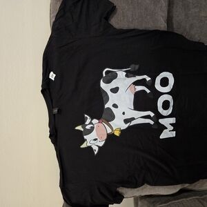 Mens Black Cow Print T-Shirt Gildan XL